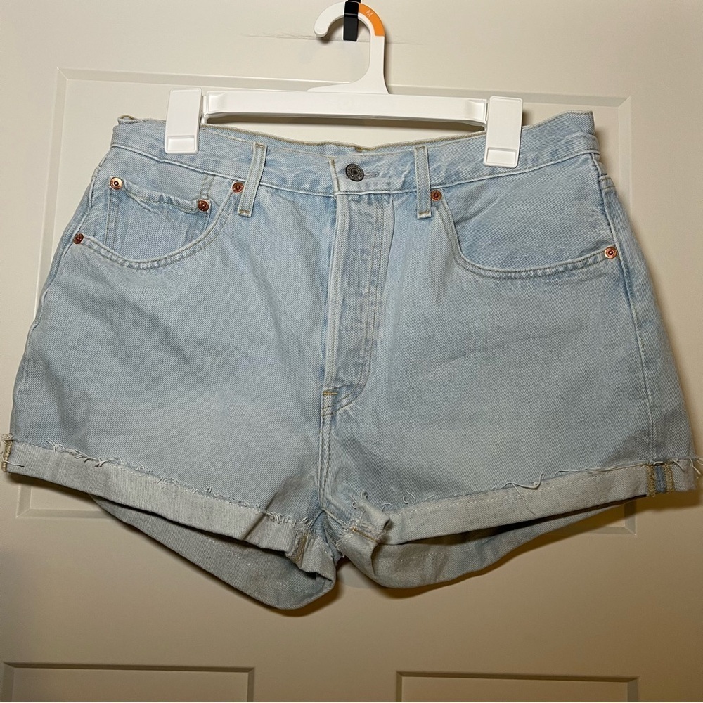 Levi’s 501 Blue High-Rise Cuffed Denim Shorts Women’s Size 31 Short Shorts